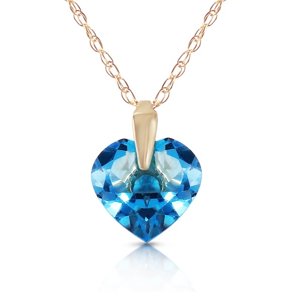 14K. SOLID GOLD NECKLACE WITH NATURAL BLUE TOPAZ - Picture 2 of 6